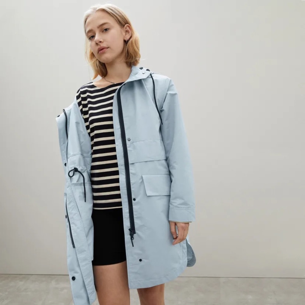 Everlane Seaglass Light Blue Renew Anorak Raincoat Jacket Coat Medium